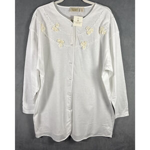 VTG 80s Victoria's Secret White Cotton Roses Prairie Nightshirt Cottage Sz M NWT